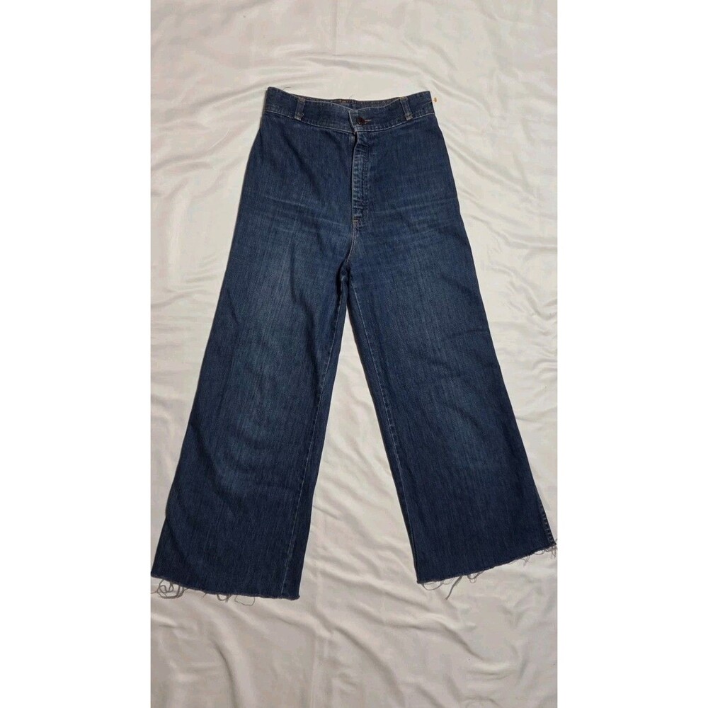 Vintage Levi's Wide Leg Fray Jeans High Waist Womens Juniors Size 11 Blue